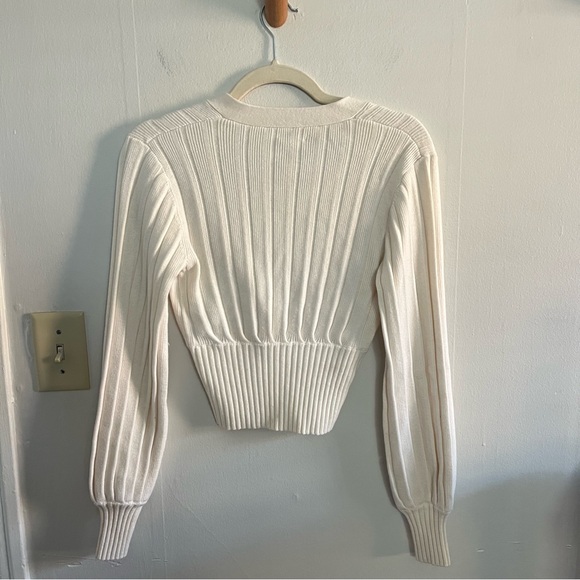 Aritzia Wilfred Cream Merino Wool Blend Cardigan Old Money Quiet Luxury - Picture 3 of 8